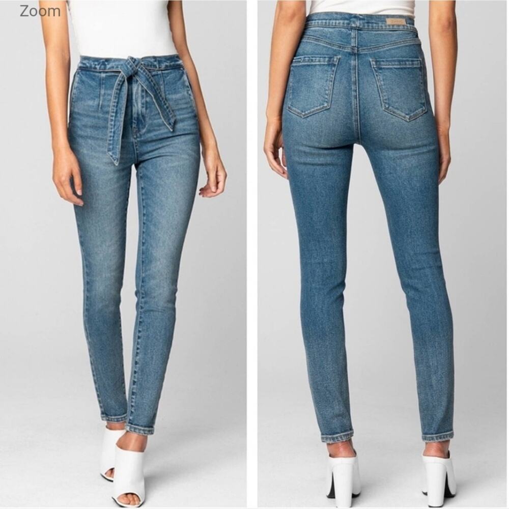 BLANKNYC The Great Jones High Rise Tie Waist Skinny Blue Denim Jean Size 26 - Picture 6 of 12